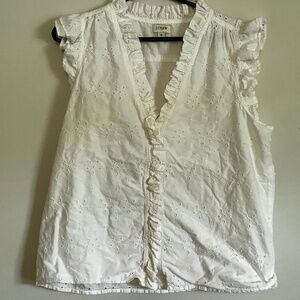 J. Crew White Eyelet Blouse Tank Size Medium